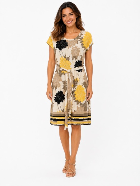 Jerseykleid mit floralem Allover-Print von Gollehaug 02611-27310